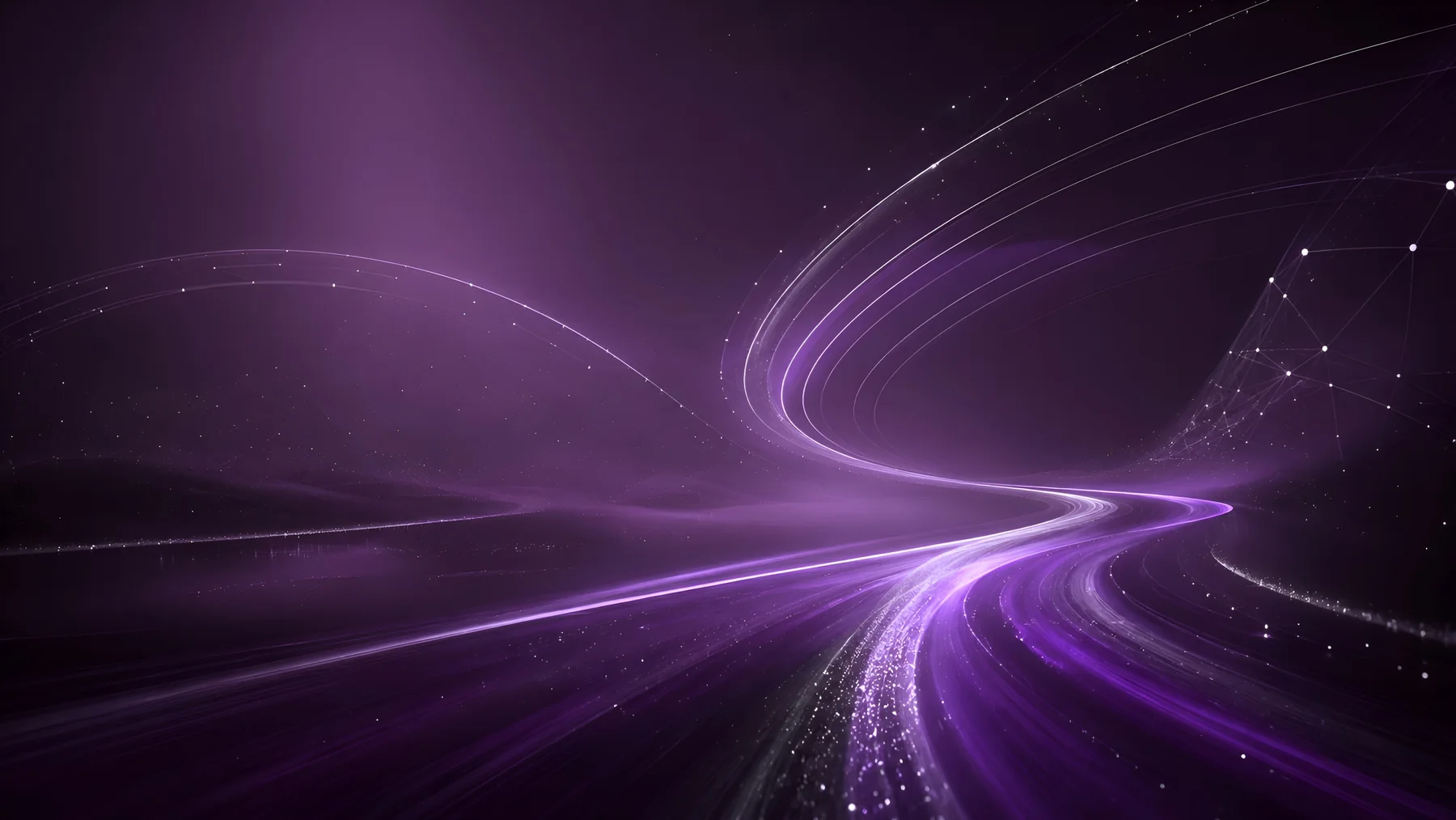 Purple continuity path with silver-white light traces